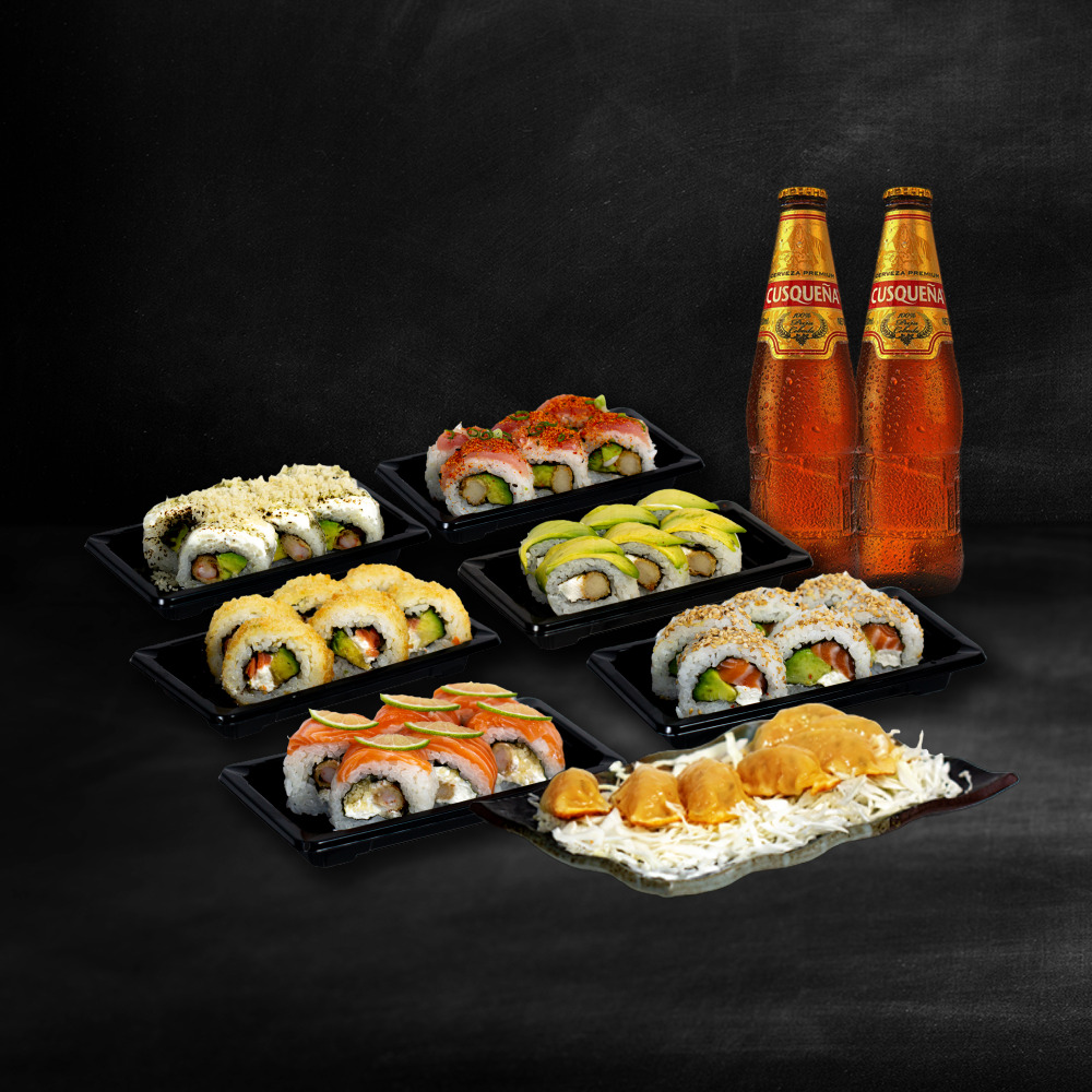 36 makis + gyozas + 2 cervezas